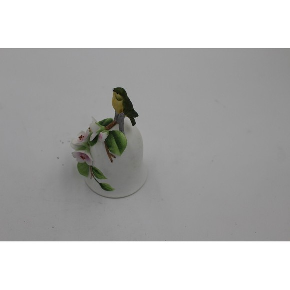 Otagiri  Japan bell bird on branch trailing violet green leaves bisque porcelain - Picture 2 of 3